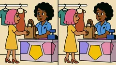 Puzzel: kun jij 3 verschillen vinden op de afbeelding van een vrouw in de winkel in 21 seconden?